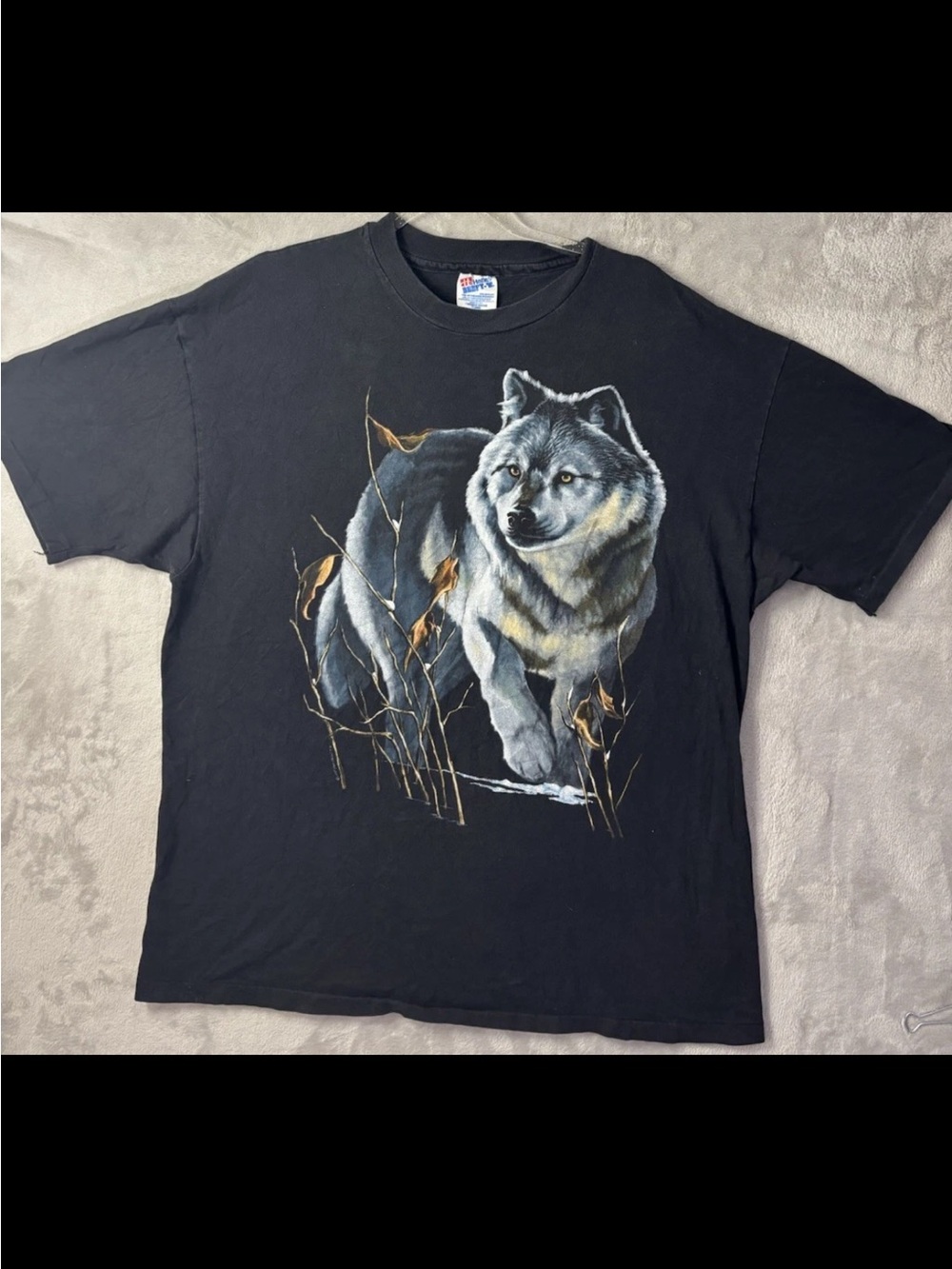 Vintage Wolf Graphic T Shirt Mens XL Hanes Beefy USA Made 90s Animal Nature
